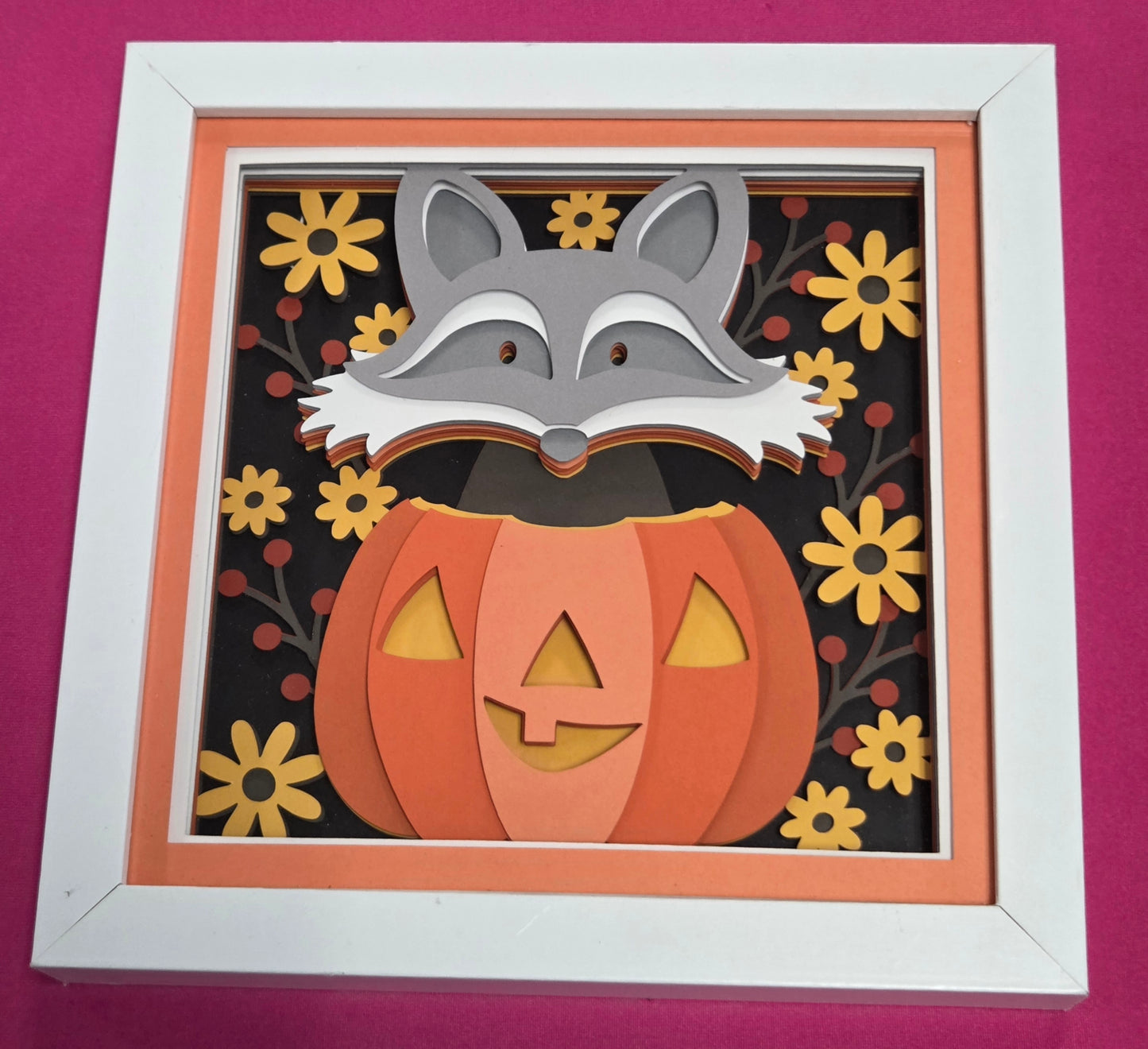 Fall raccoon 3d Shadowbox