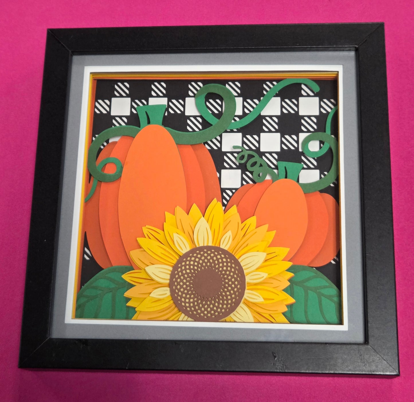 Pumpkins and sunflowers 3d Shadowbox