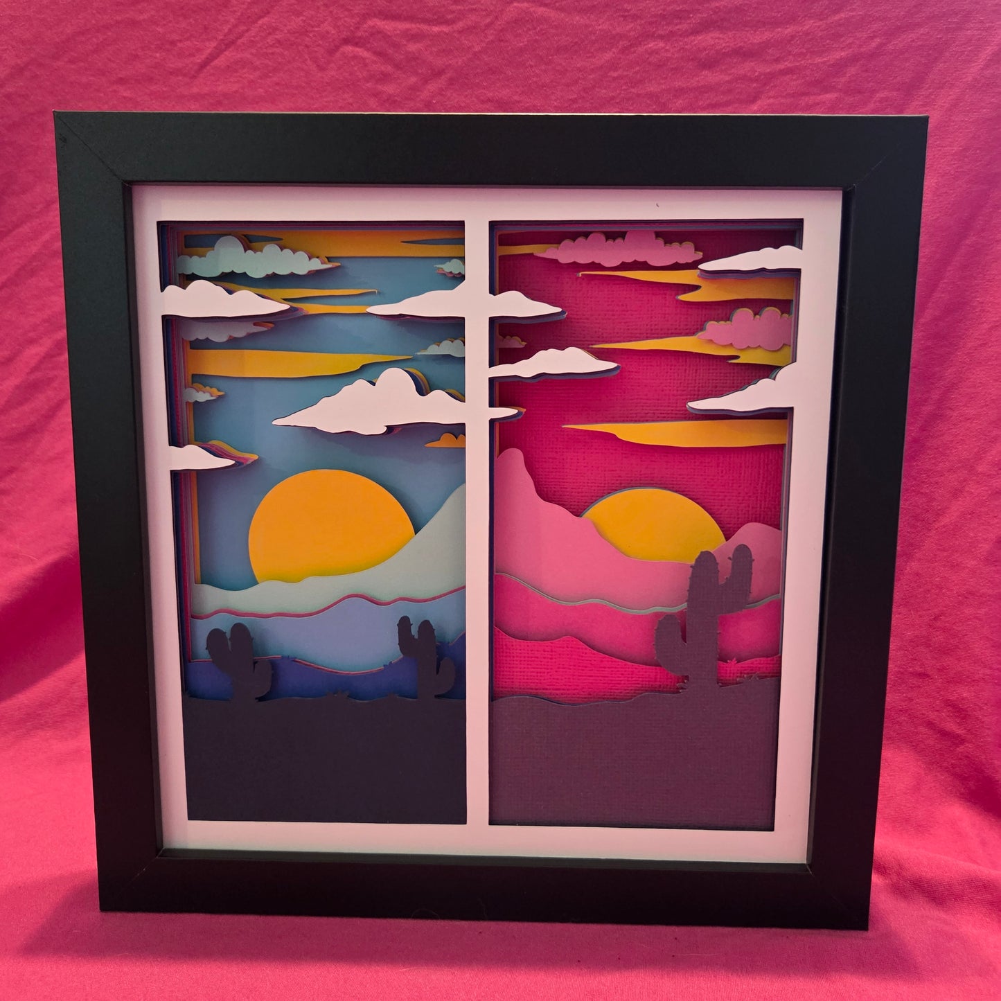 Desert Sunrise Sunset Shadow Box