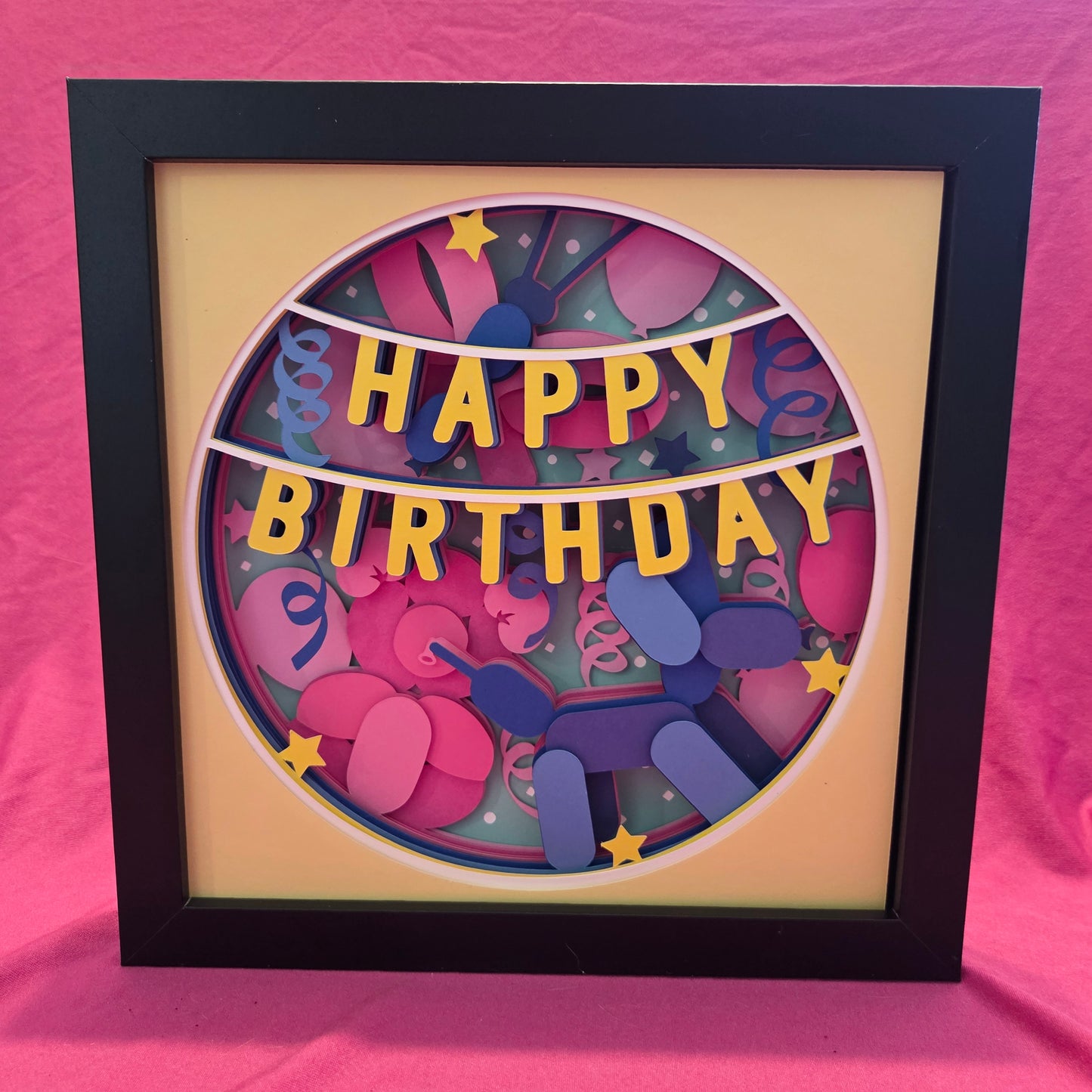 Happy Birthday Ballon Animals Shadow Box