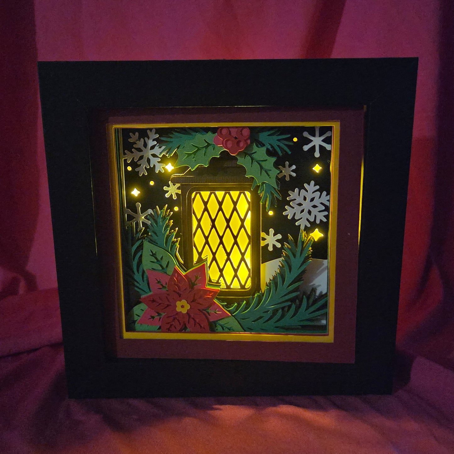 5x5 Christmas Lantern Shadow Box with Lights