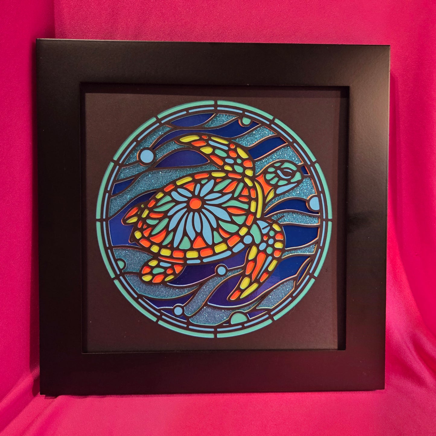 8x8 Stained Glass Sea Turtle