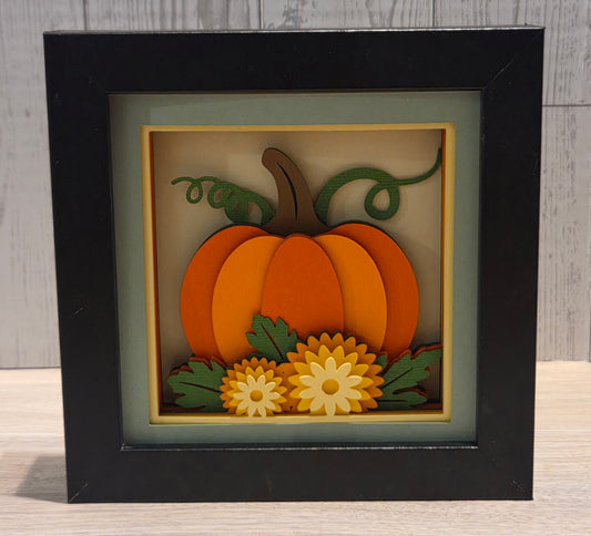 Pumpkin with flowers 3d Shadowbox