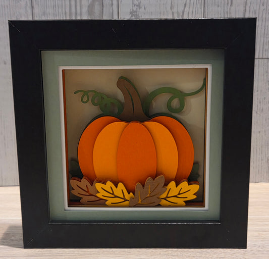 Pumpkin with leaves 3d Shadowbox