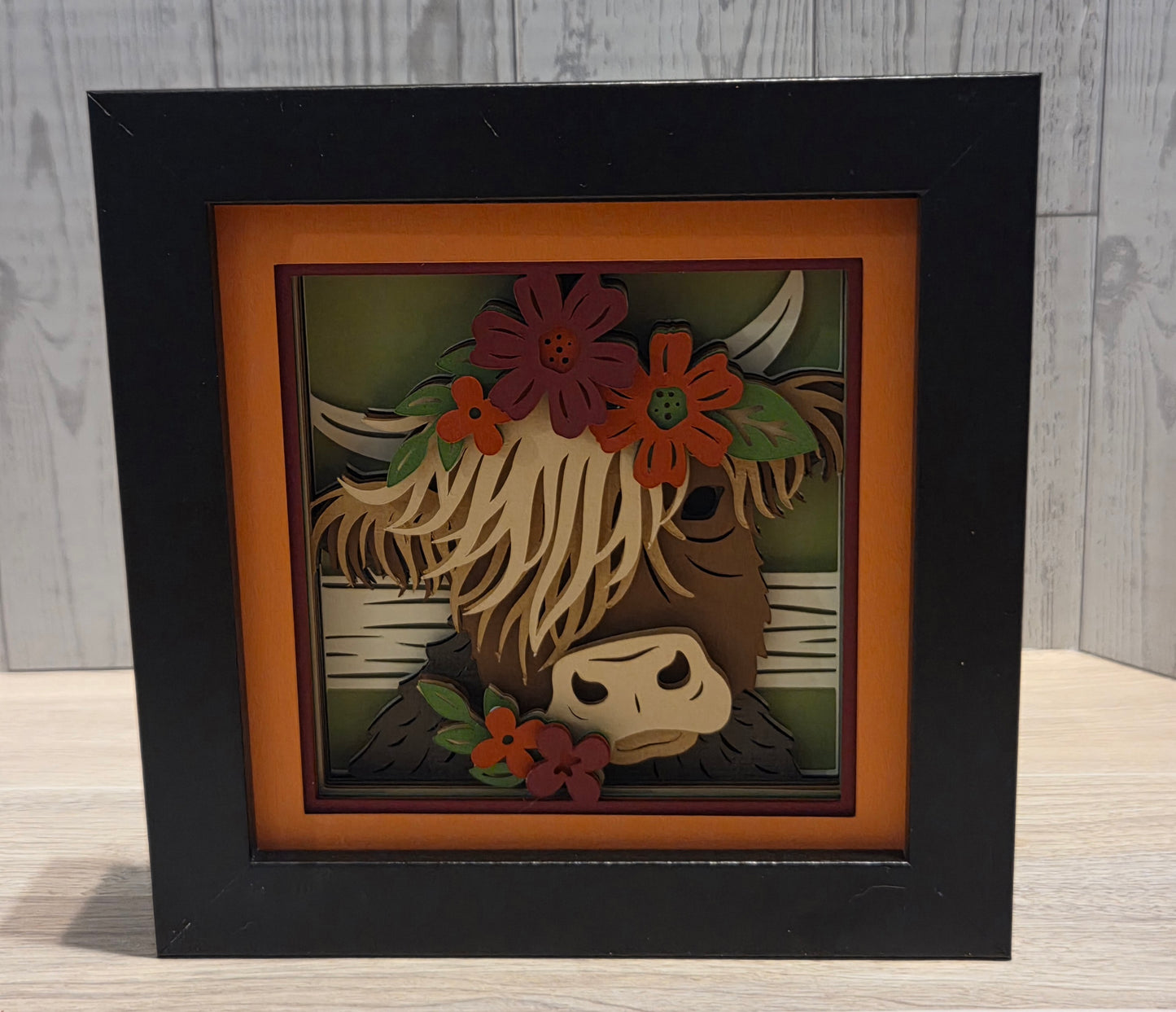 Fall highland cow 3d Shadowbox