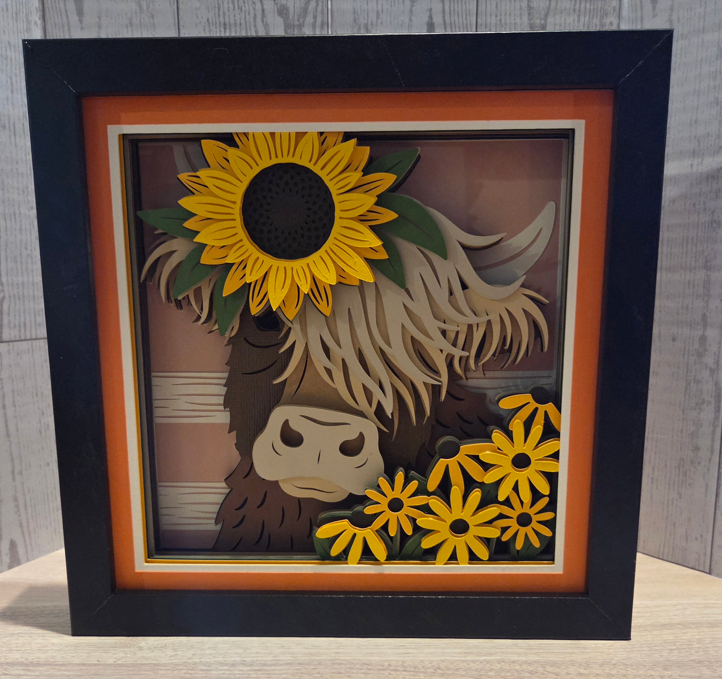 Fall highland cow 3d Shadowbox