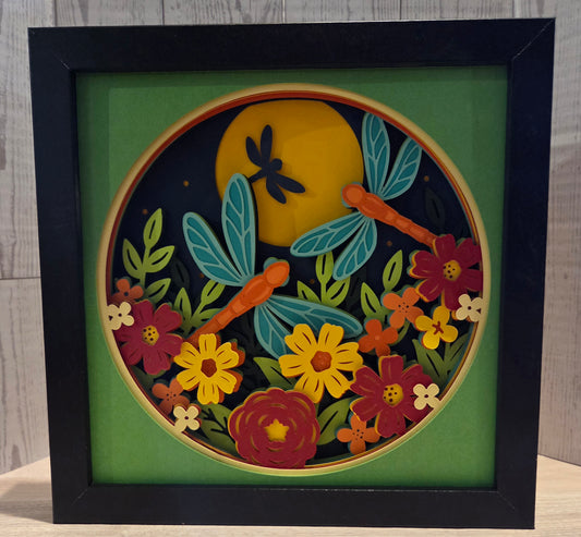 Dragonflies at night 3d shadowbox