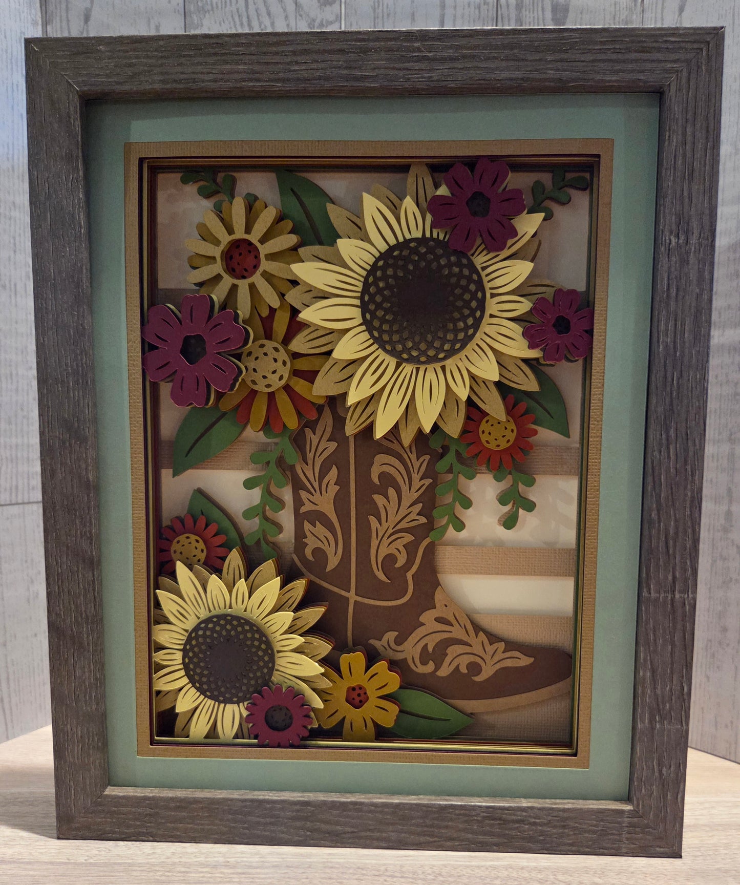 Cowboy boot bouquet 3d Shadowbox