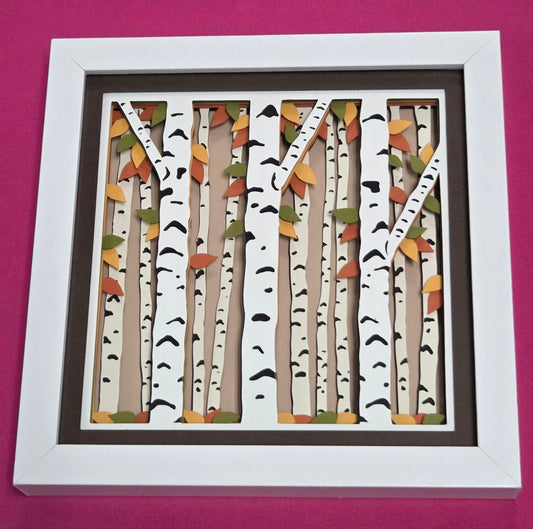 Autumn birch trees 3d Shadowbox