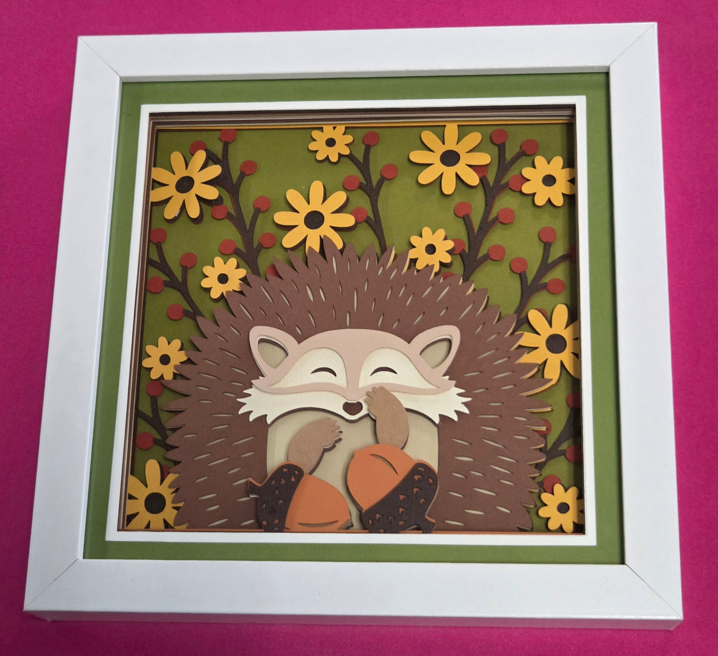 Fall hedgehog 3d shadowbox