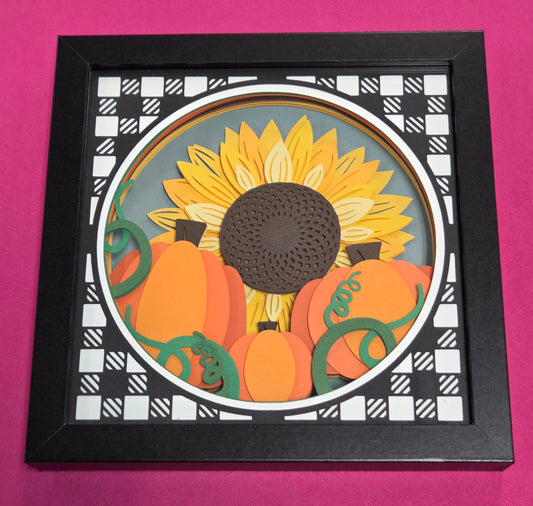 Sunflower and pumpkins 3d shadowbox