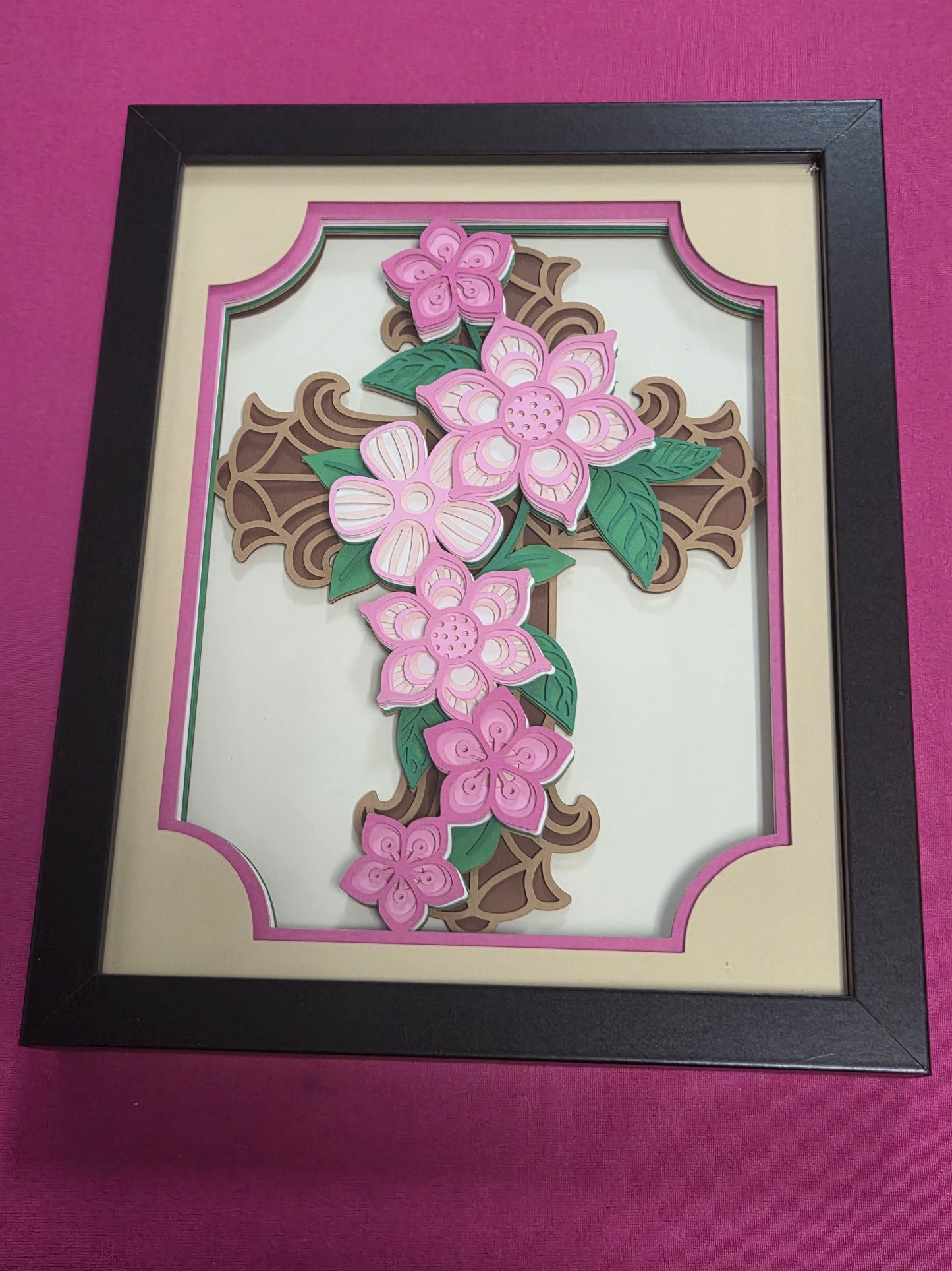 Floral Cross 3D Shadowbox