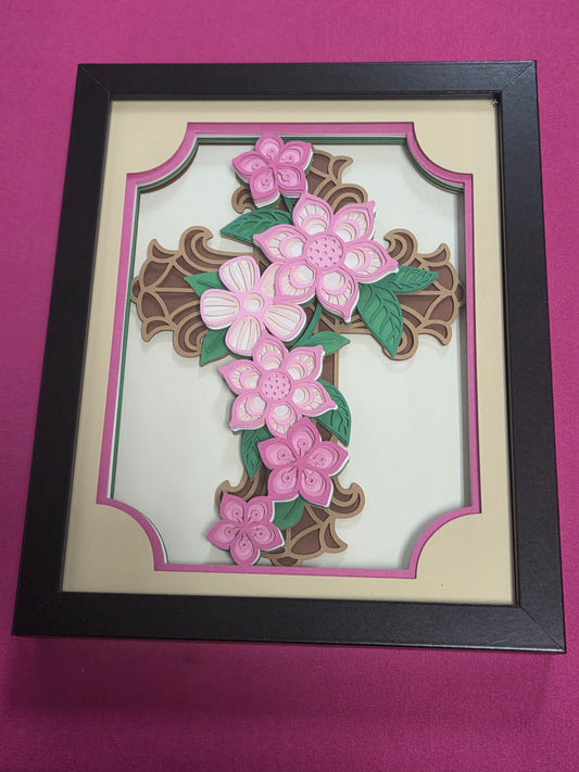 Floral Cross 3D Shadowbox