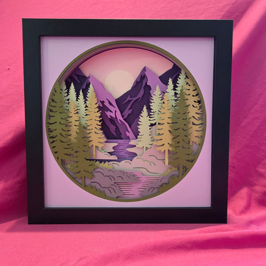 Purple Mountain Stream Shadow Box