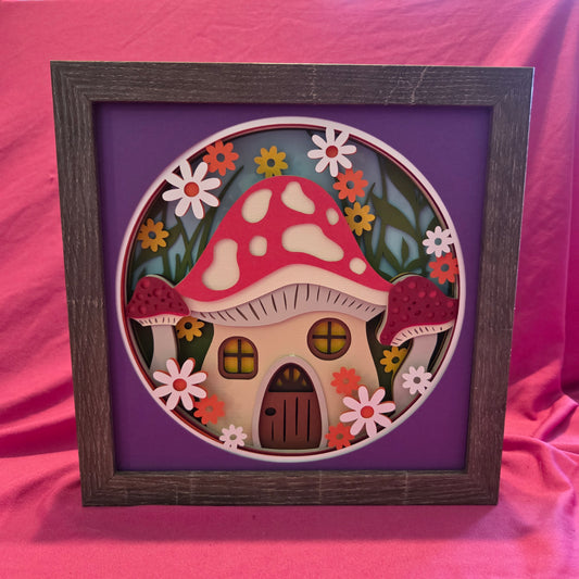 Mushroom House Shadow Box