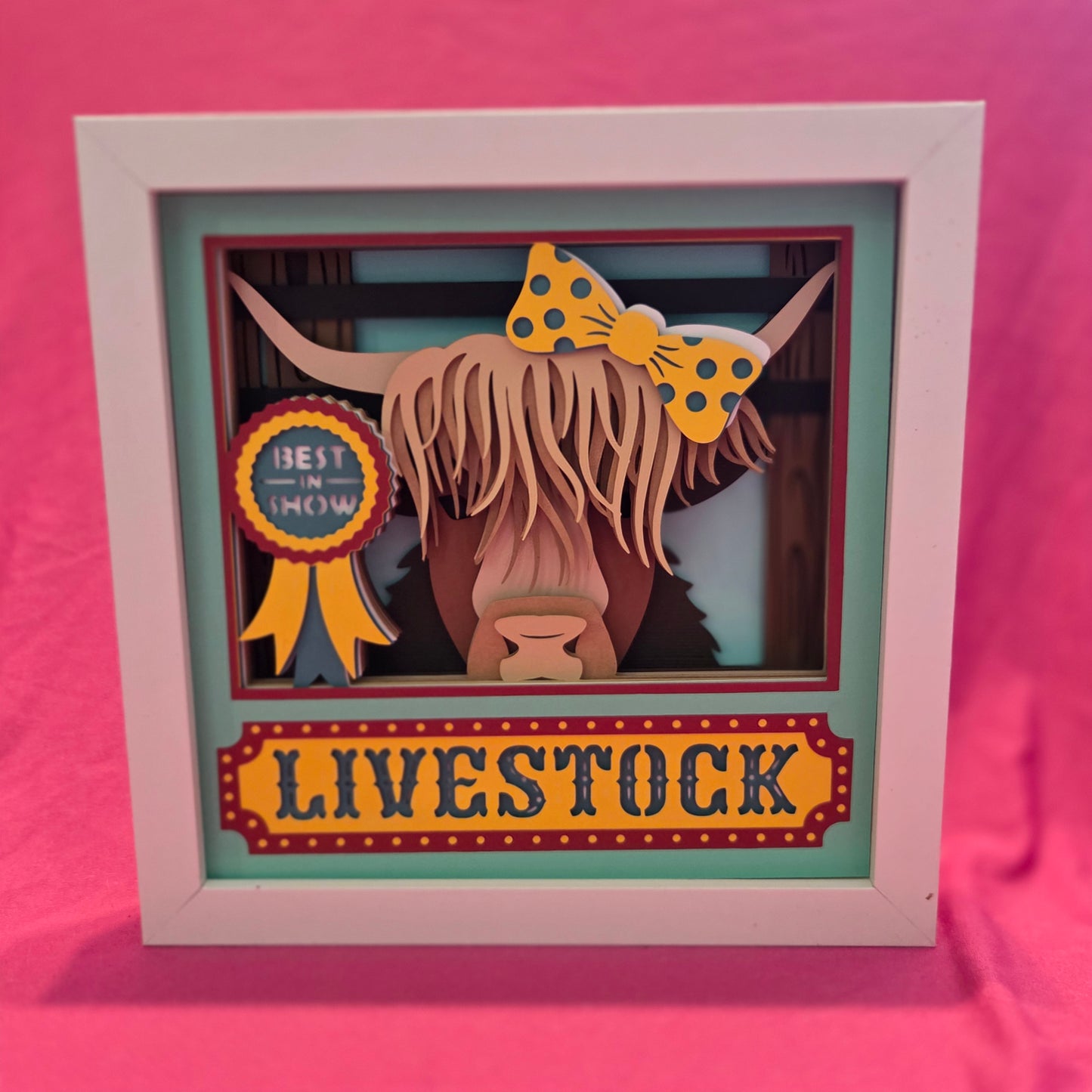 Livestock Highland Cow Shadow Box