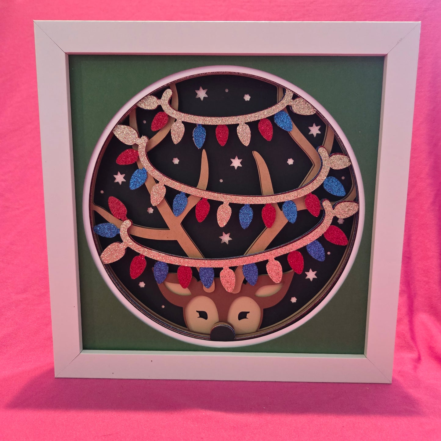 Reindeer with Lights Shadow Box