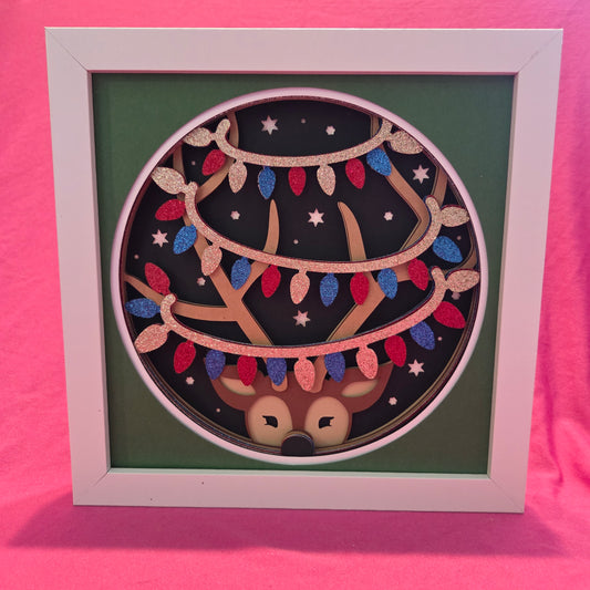 Reindeer with Lights Shadow Box