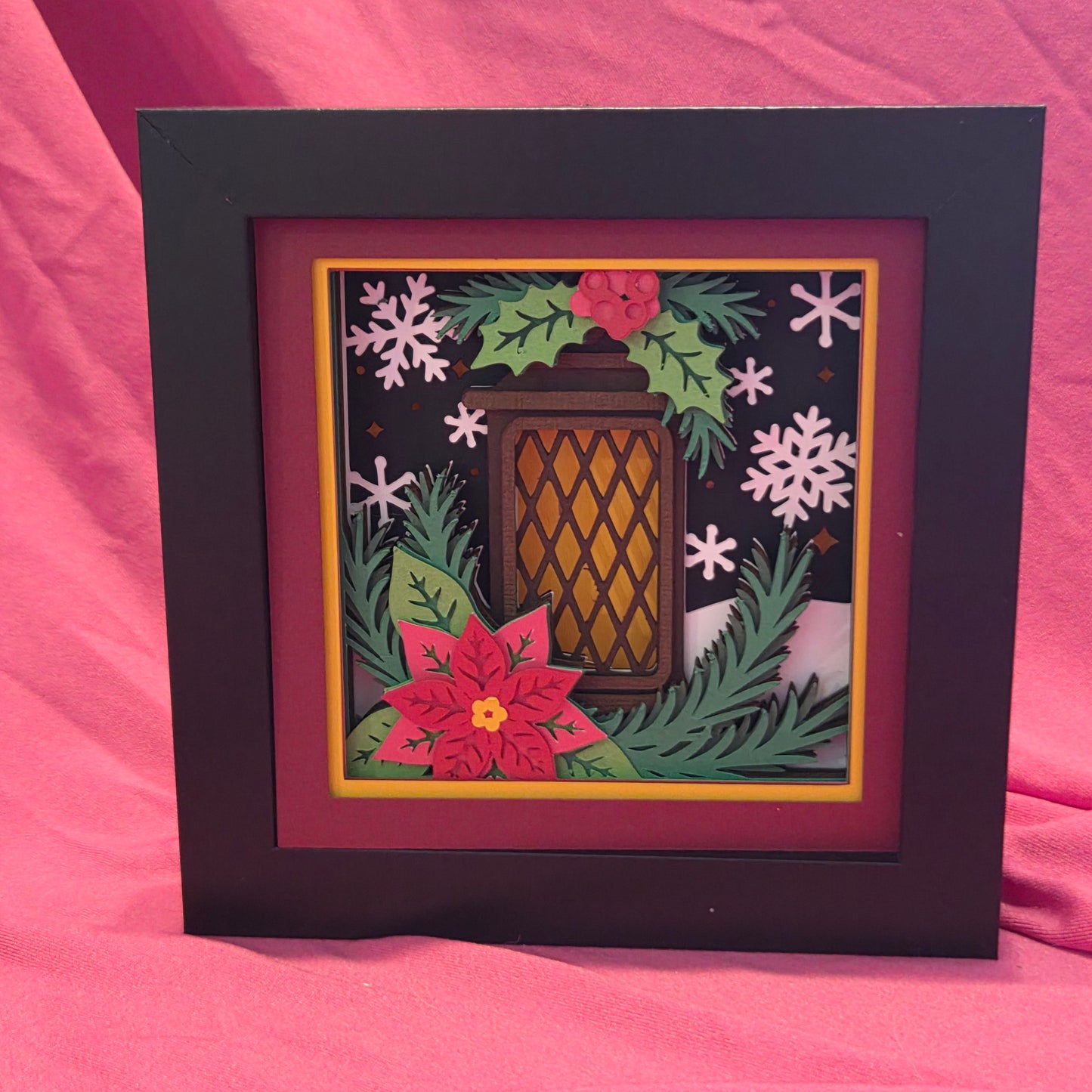 5x5 Christmas Lantern Shadow Box with Lights