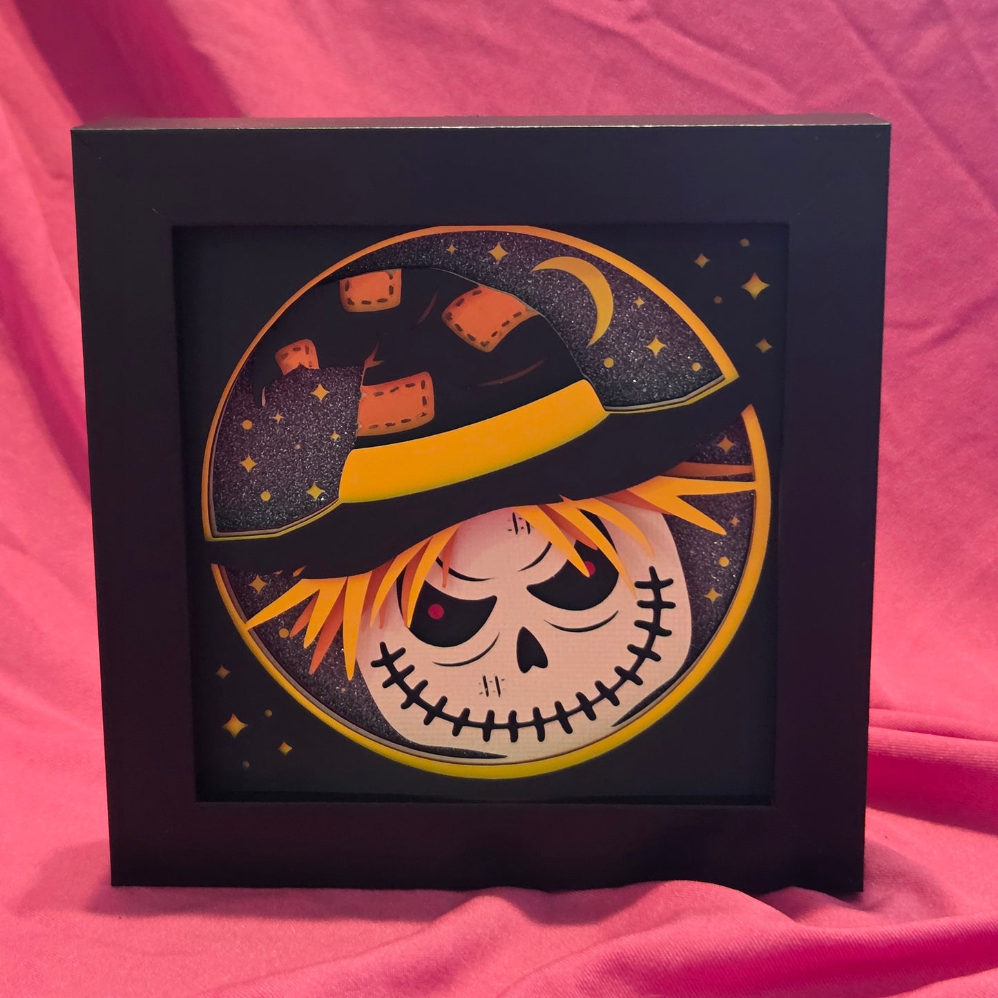 5x5 Creepy Scarecrow Shadow Box