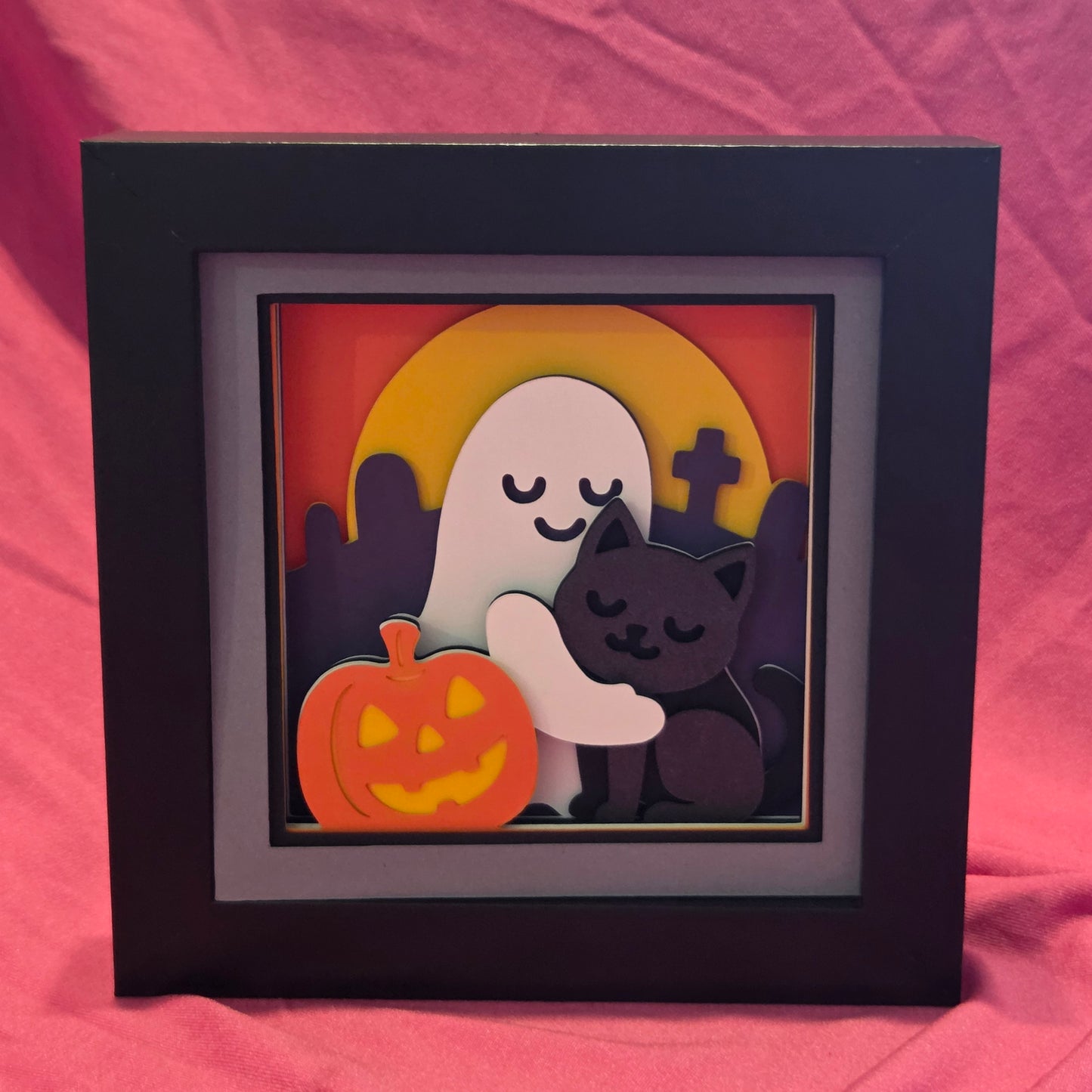 5x5 Ghost with Cat Shadow Box
