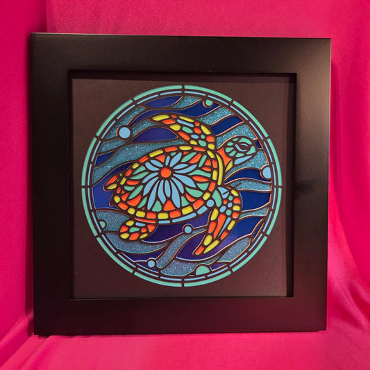 8x8 Stained Glass Sea Turtle